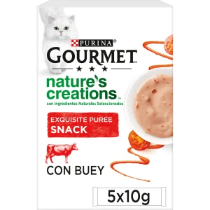 PURINA® GOURMET® NATURE'S CREATIONS Exquisito Puré Snack Liquido con Buey y Tomate
