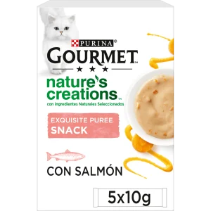 PURINA® GOURMET® NATURE'S CREATIONS Exquisito Puré Snack Liquido con Salmón y Zanahoria